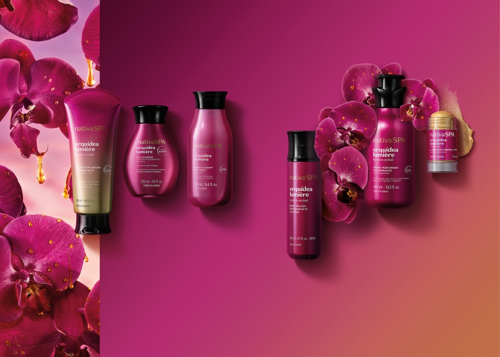 O Boticário apresenta Nativa SPA Orquídea Lumière, com iluminador corporal inédito e ação que mantém a pele iluminada por até 10 horas¹